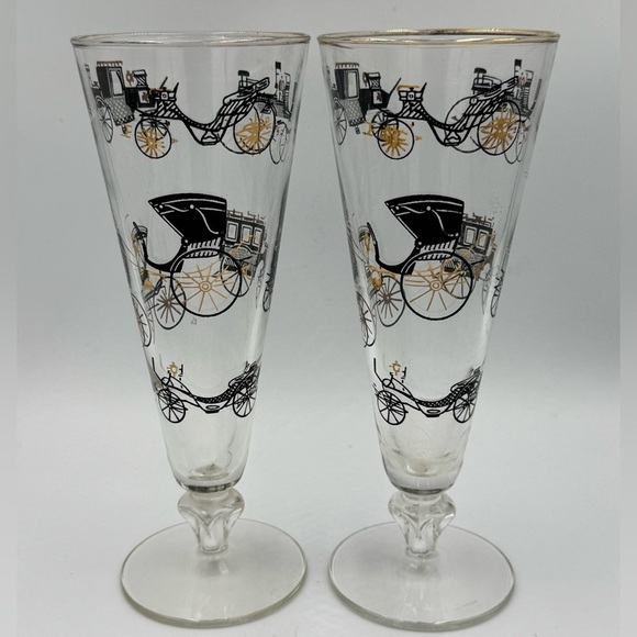 Vintage Libbey Curio Stagecoach & Buggy Cocktail Glasses Set of 10 - Picture 3 of 8